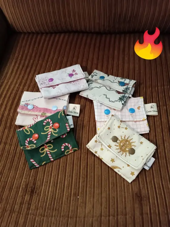 Porte-monnaie en tissu à boutons-pression, motifs variés